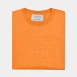 Saffron Orange 7319 t-shirt front shot with label, folded