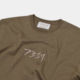 Olive, military green hemp t-shirt. Natural hemp label with logo and maison chanvre detailing. 