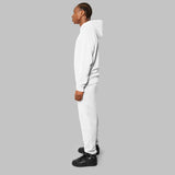 White hemp tracksuit, full set. Side view. Made from sustainable hemp fabric.