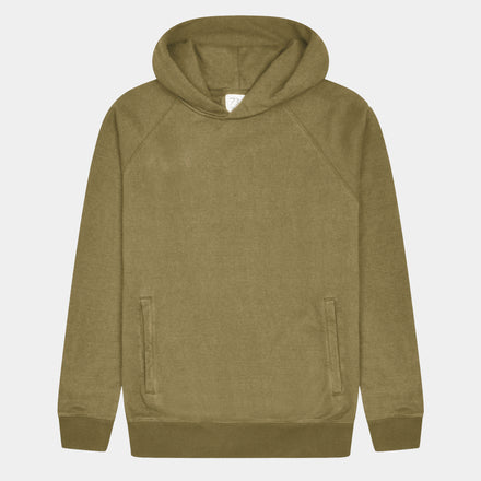 Hemp olive hoodie front shot. Comfortable, breathable hemp athletic wear. conscious fashion brand.