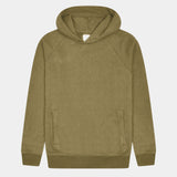 Hemp olive hoodie front shot. Comfortable, breathable hemp athletic wear. conscious fashion brand.