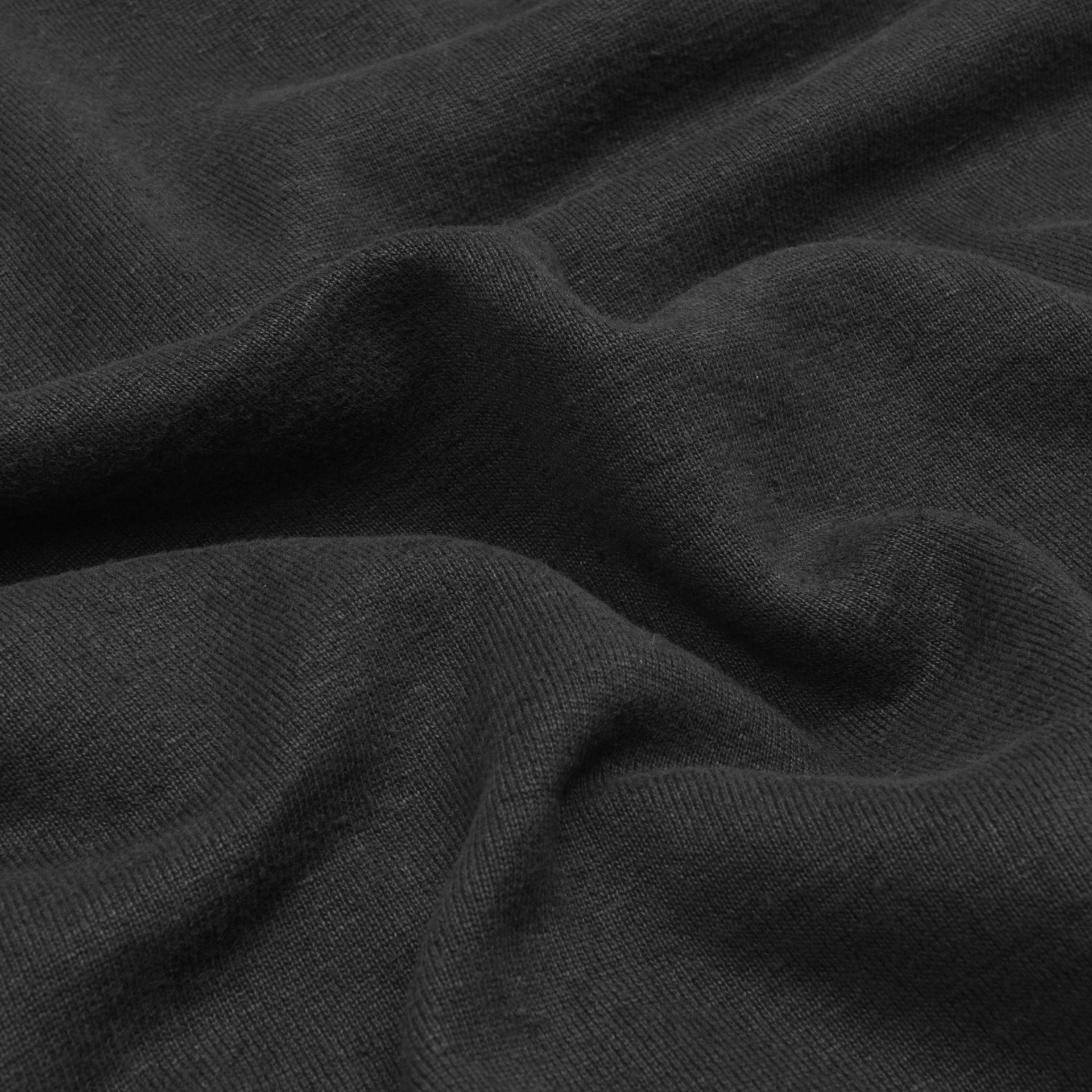 Black noir hoodie quality hemp material zoomed in